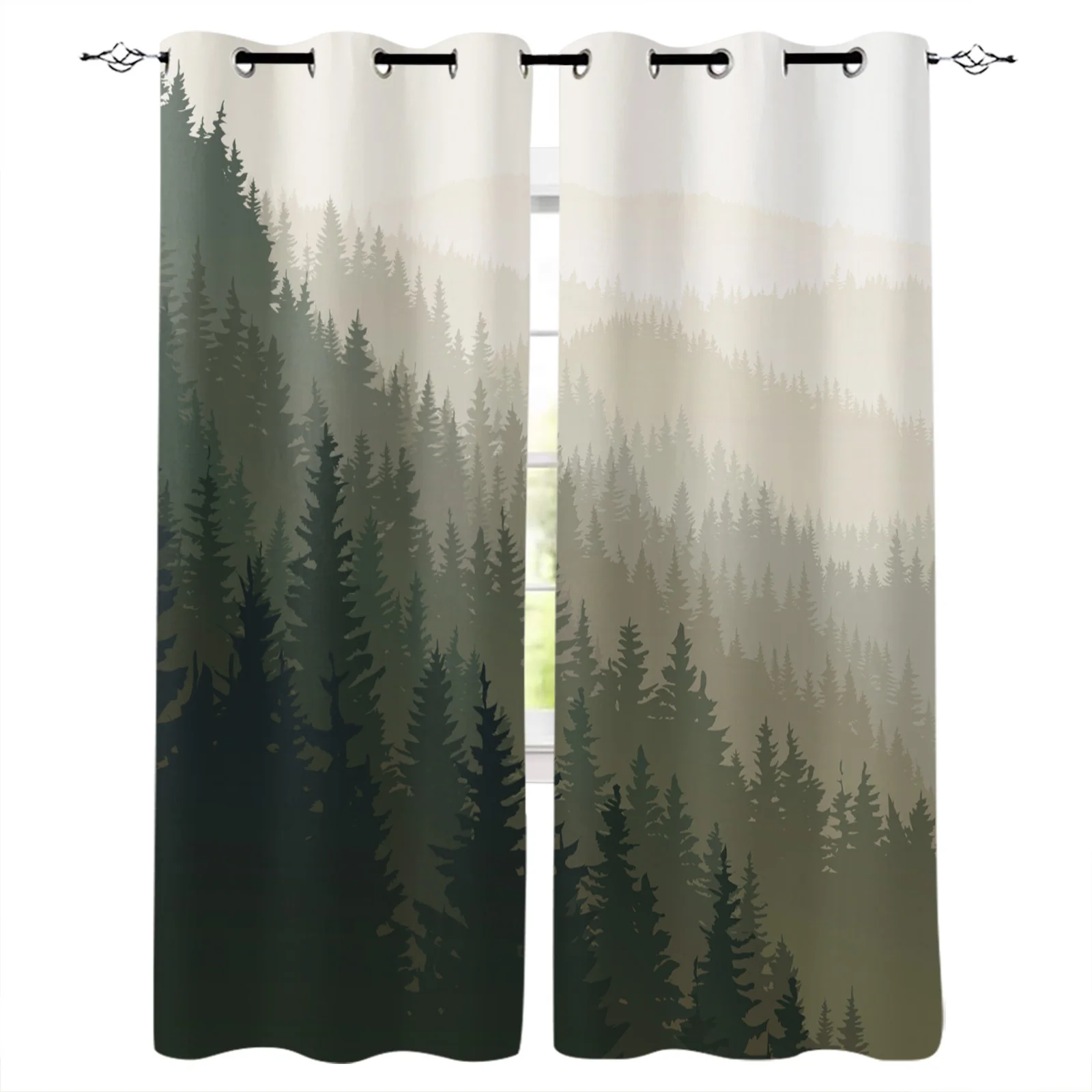 

Retro Forest Mist Blackout Curtains Window Curtains For Bedroom Living Room Decor Window Treatments