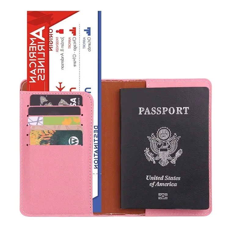 Couverture de passeport personnalisée avec nom gravé, portefeuille de voyage pour femmes et hommes