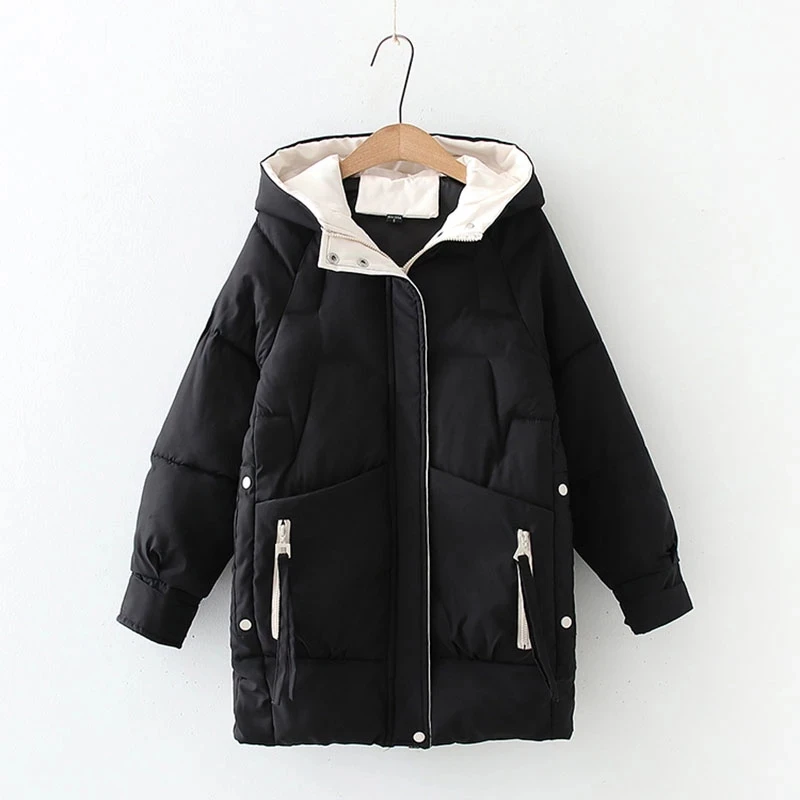 2024 Women Winter Warm Thick Hooded Cotton Down Jacket Newest Long Padded Parka For Women Oversize 3XL Winter Loose Cotton Coat