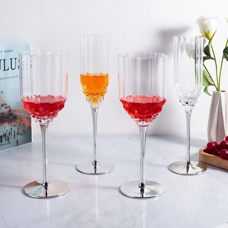 

Роскошные посеребренные алмазные бокалы для вина и шампанского, набор хрустальных чашек Highball, домашняя посуда