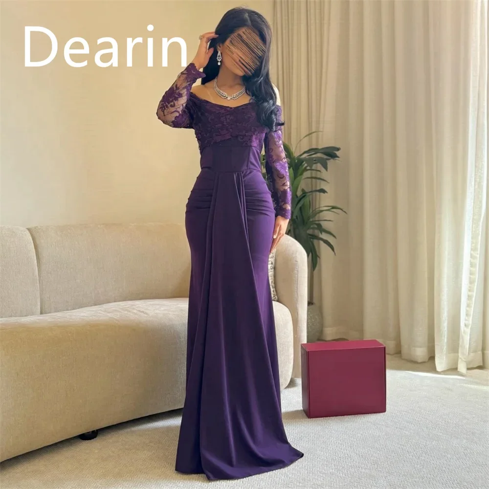 

Saudi Arabia Dearin Off-the-shoulder Column Floor Length Skirts Vertically Bespoke Occasion Dresses Prom Gown Formal Evening Dre