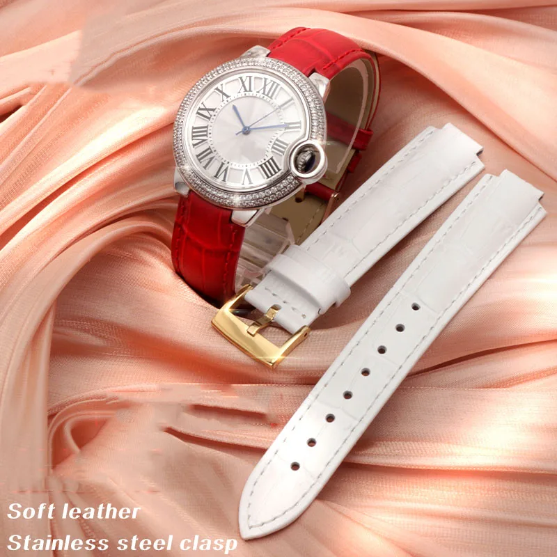 Genuine Leather Watch Band For Cartier Blue Balloon W69012Z4 W6900456/556 Series Men Women Watch Chain Watch Strap 16mm 18mm - Detail 1