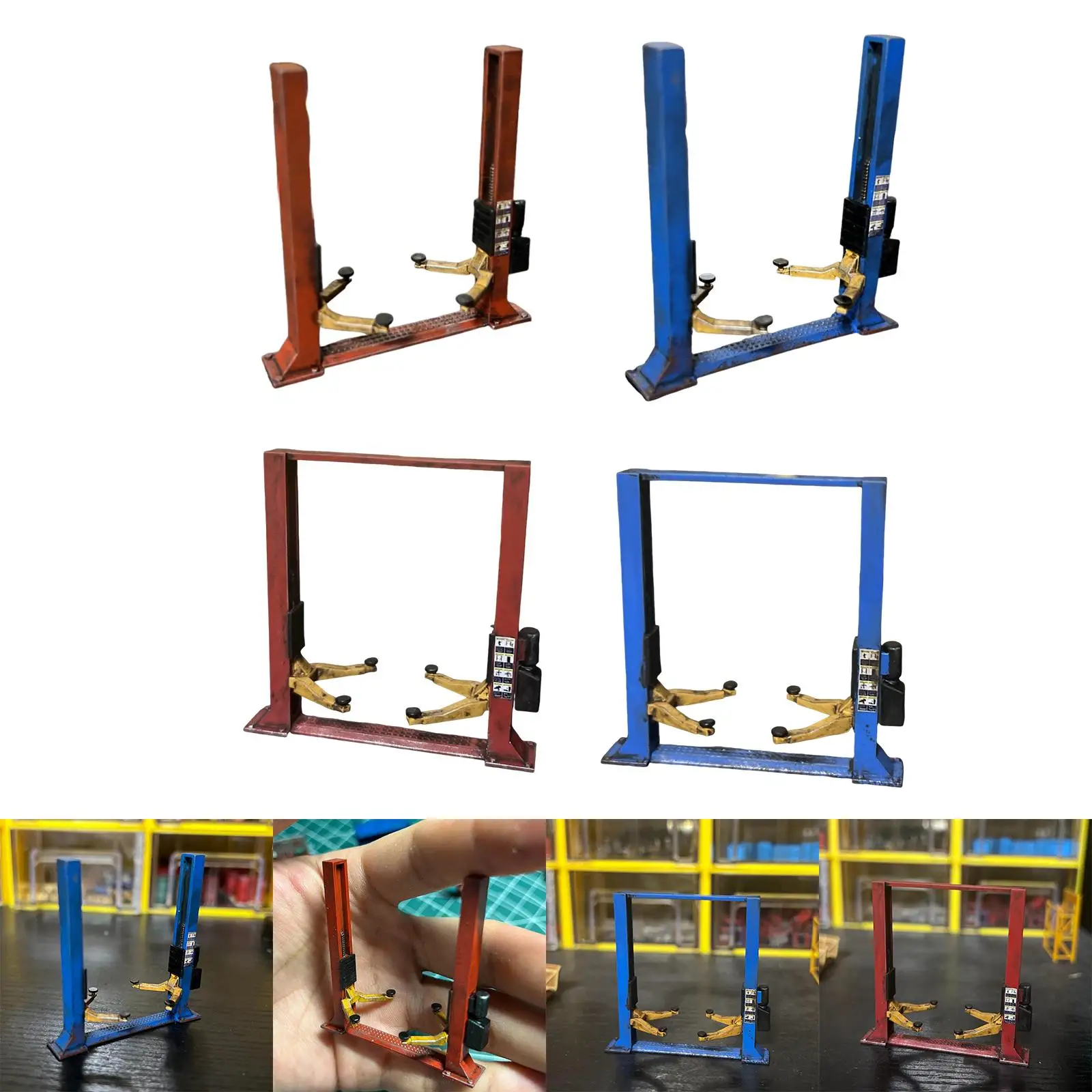 Elevador a Escala 1:64, Decoración para Mesa de Arena, Accesorios para Escenas de Taller de Reparación de Autos DIY, Elevador de Autos en Miniatura, Elevador de Garaje 1/64