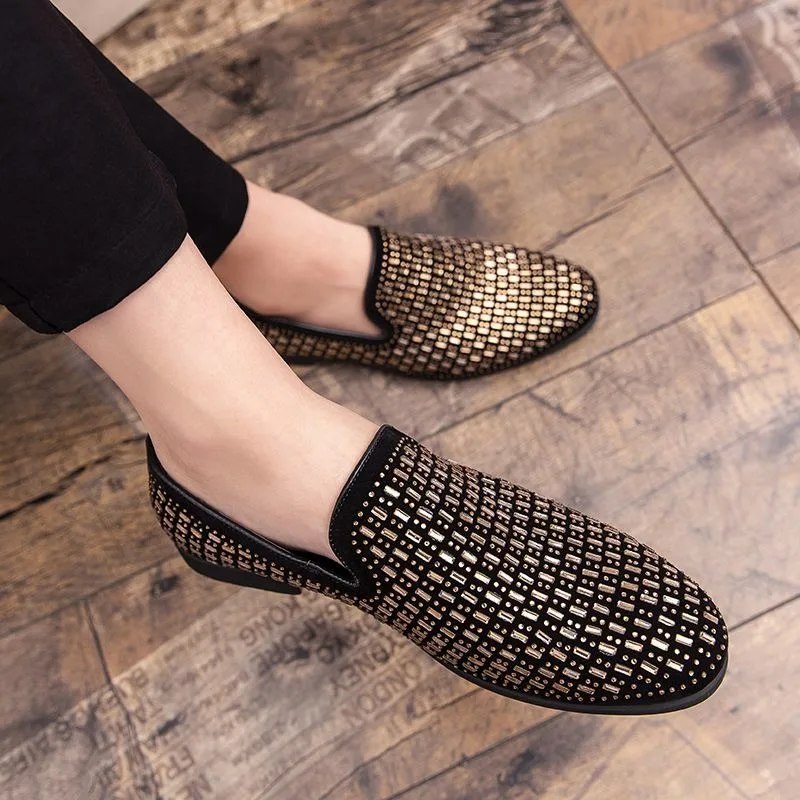 rhinestone party dress shoes for man luxury casual business man drivers loafers designer wedding dress menswear shoes office