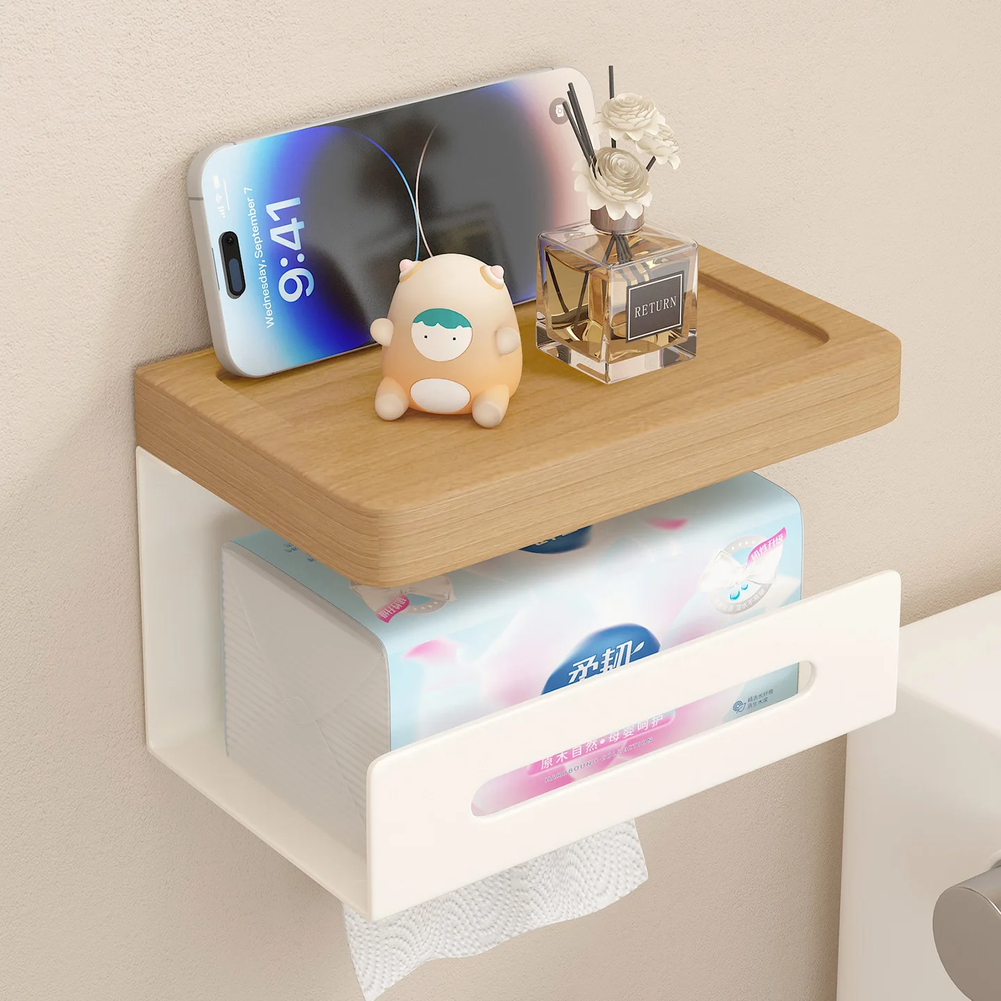 Tissue Storage Box No Punching Toilet Wall Hanging Wet Tissue Toilet Light Luxury Toilet Paper Rack Next