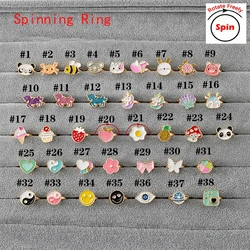 Fidget Spinner Spinning Ring for Girl Multiple Fruit Heart Butterfly Animal Rotatable Ring Anti Stress Teens Fun Jewelry