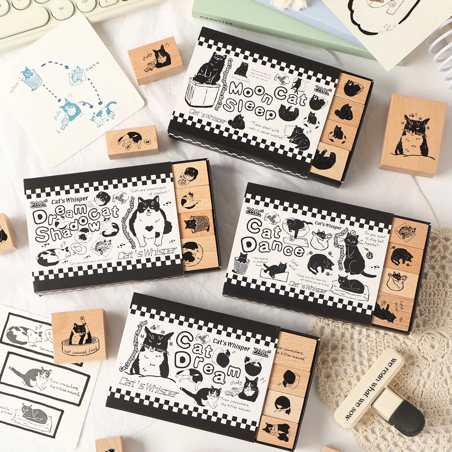 لتقوم بها بنفسك القط طوابع مجموعة لسكرابوكينغ لطيف الحرف اليدوية ختم الخشب ختم غير المرغوب فيه مجلة ديكو لوازم الحرفية لصنع البطاقات #1