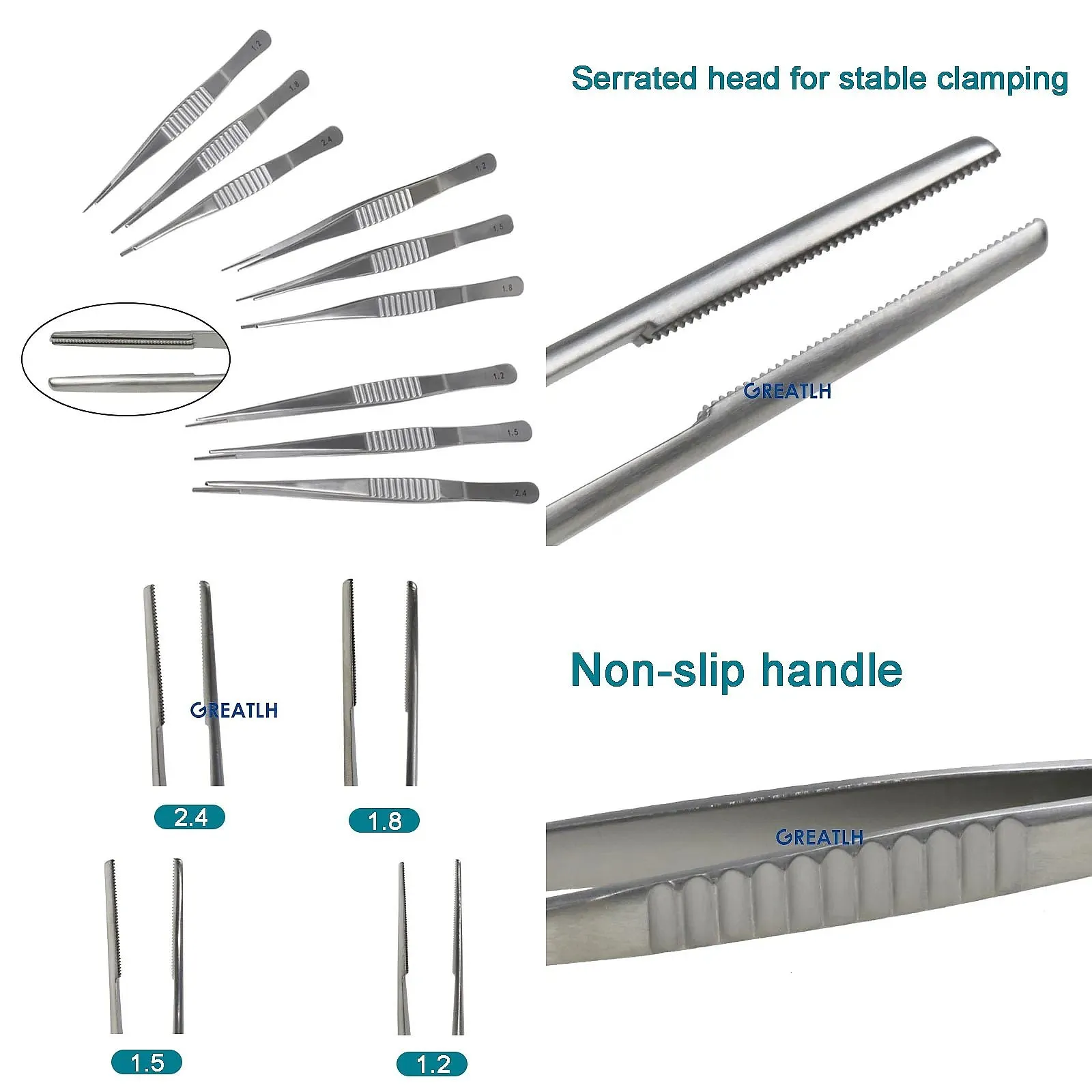 1pcs Ophthalmic Forceps Serrated Head Stainless Steel Surgical Instrument Clamp