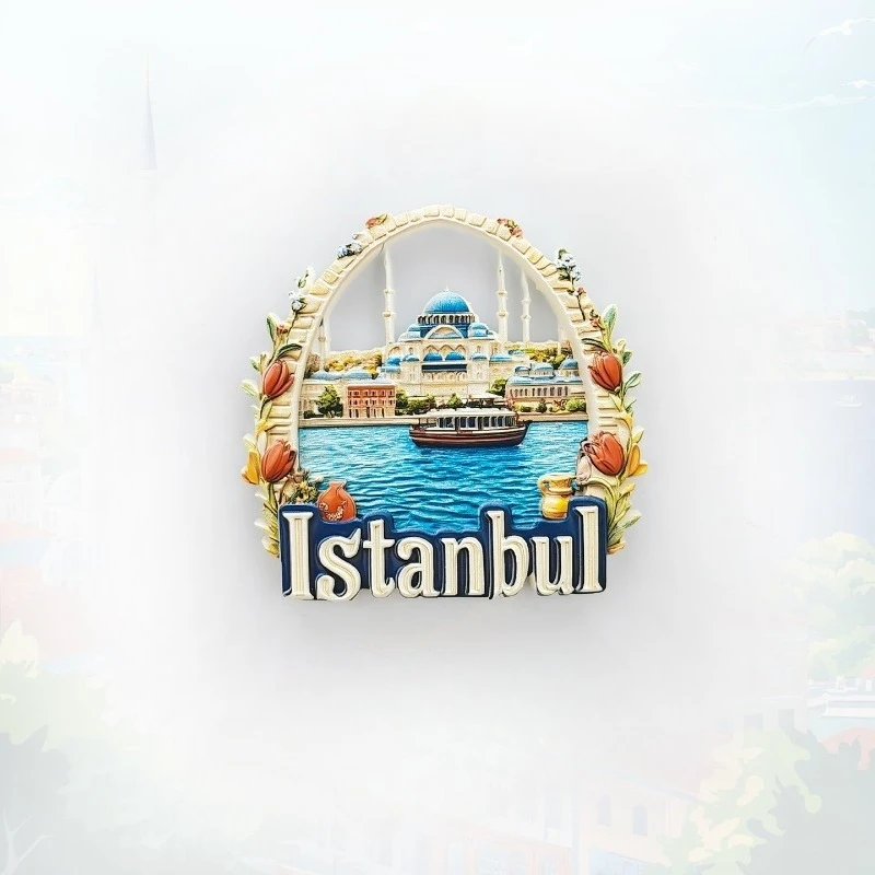 مغناطيس الثلاجة اسطنبول - تذكار سفر تركي ثلاثي الأبعاد ديكور أفق البوسفور هدية فريدة من نوعها في آسيا وأوروبا مع مغناطيس قوي #1