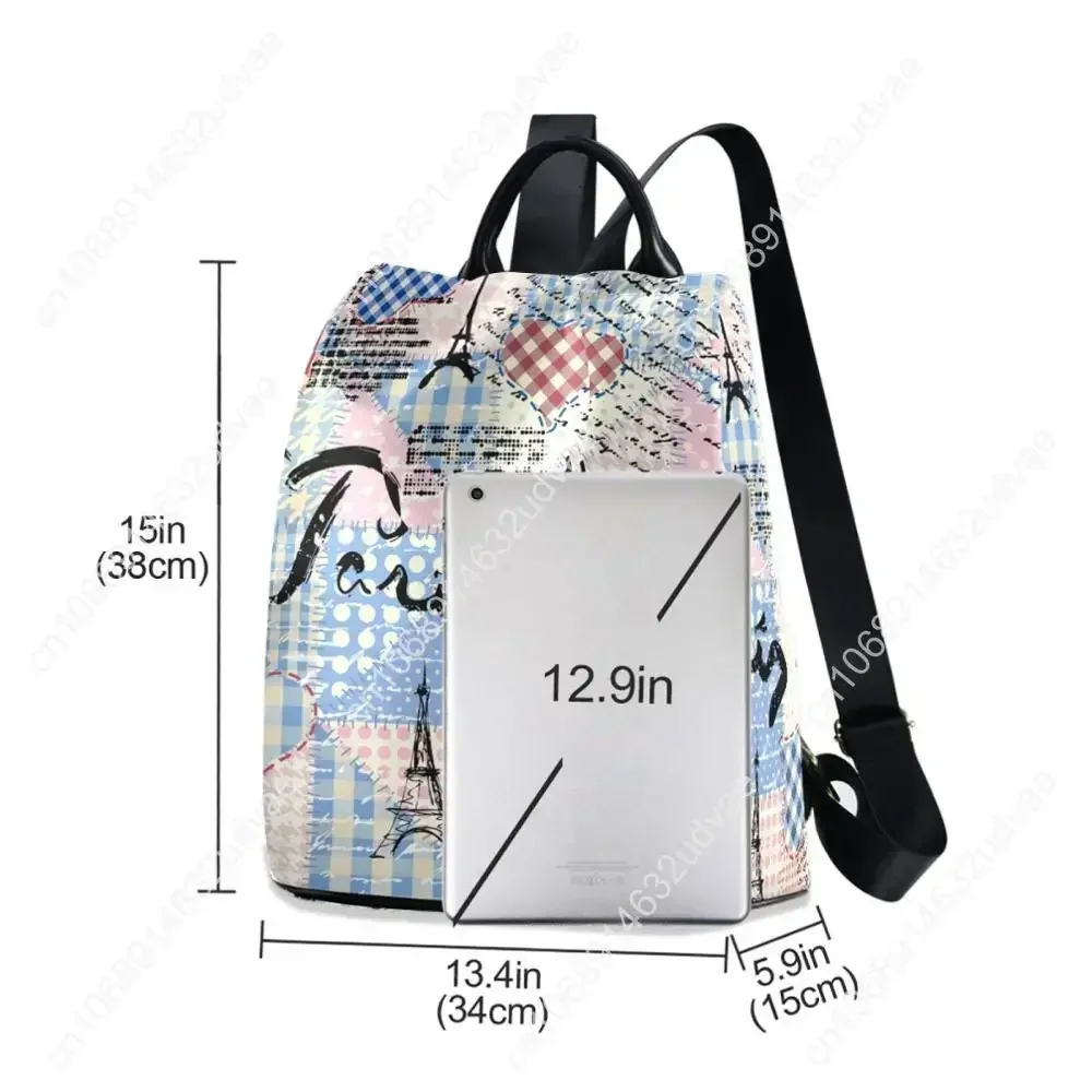 Waterproof Anti Theft Polyester Backpack Women With Eiffel Tower Elegant Female School Bag Backpacks For Teenage Girls Teens