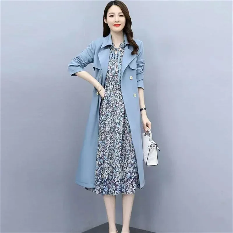 

One-Piece/Two-Piece Skirt Suit 2024 New Women's Autumn Fashion Medium To Long Coat Dress Temperament Female Leisure Sets L315