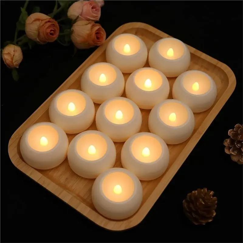 Retail Battery Operated 6Mm Plastic Floating Candles 24 Pack Flameless Flickering Waterproof Led Tealights For Cylinder Vases
