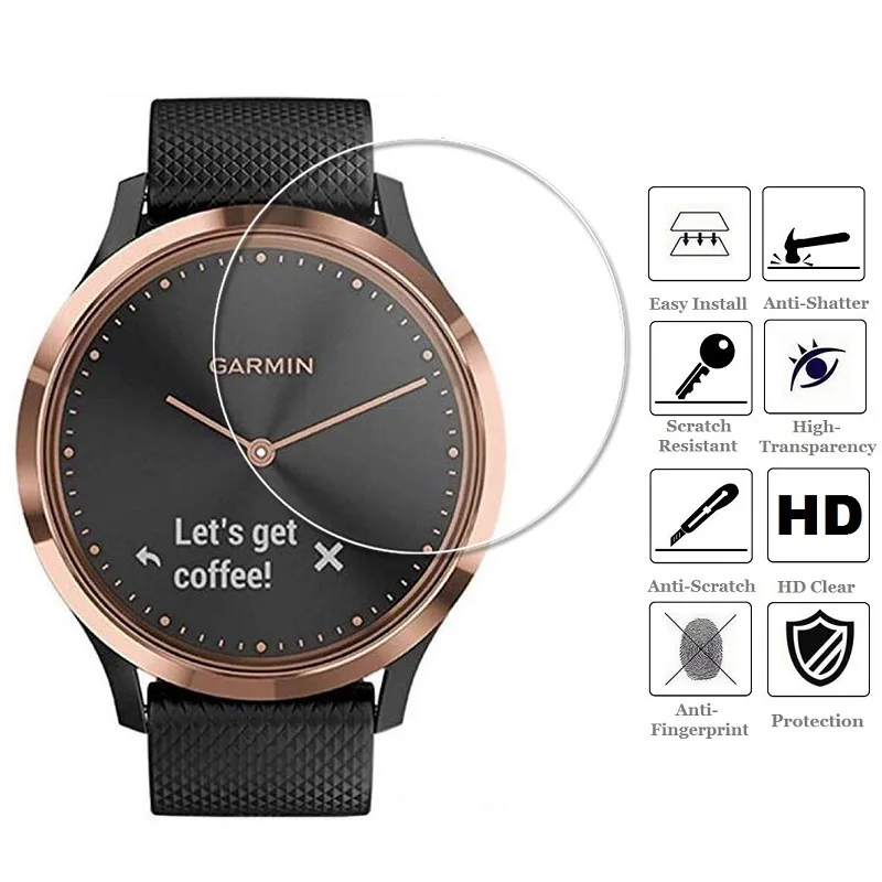 واقي شاشة لـ Garmin Vivomove HR ساعة ذكية ، زجاج مقسى ، غشاء واقي مقاوم للخدش ، 5 *