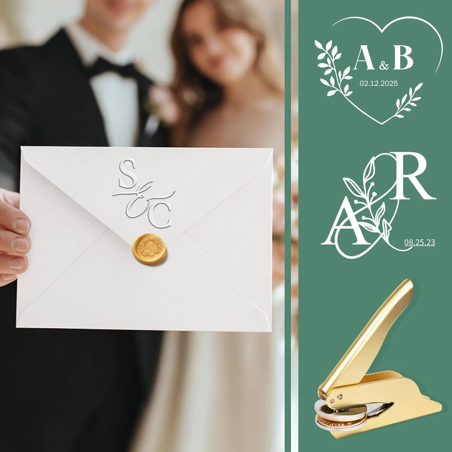 Personalized Wedding Embosser Stamp Custom Embosser Invitations Envelopes Napkins Books Initial Wedding Stamp Gift for Couples