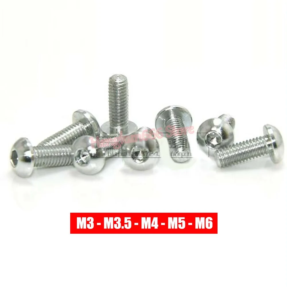 

Silver M3 M3.5 M4 M5 M6 Aluminum Alloy Button Socket Cap Screws Anodized Alu Round Head Allen Bolts Hex Drive Machine Screw