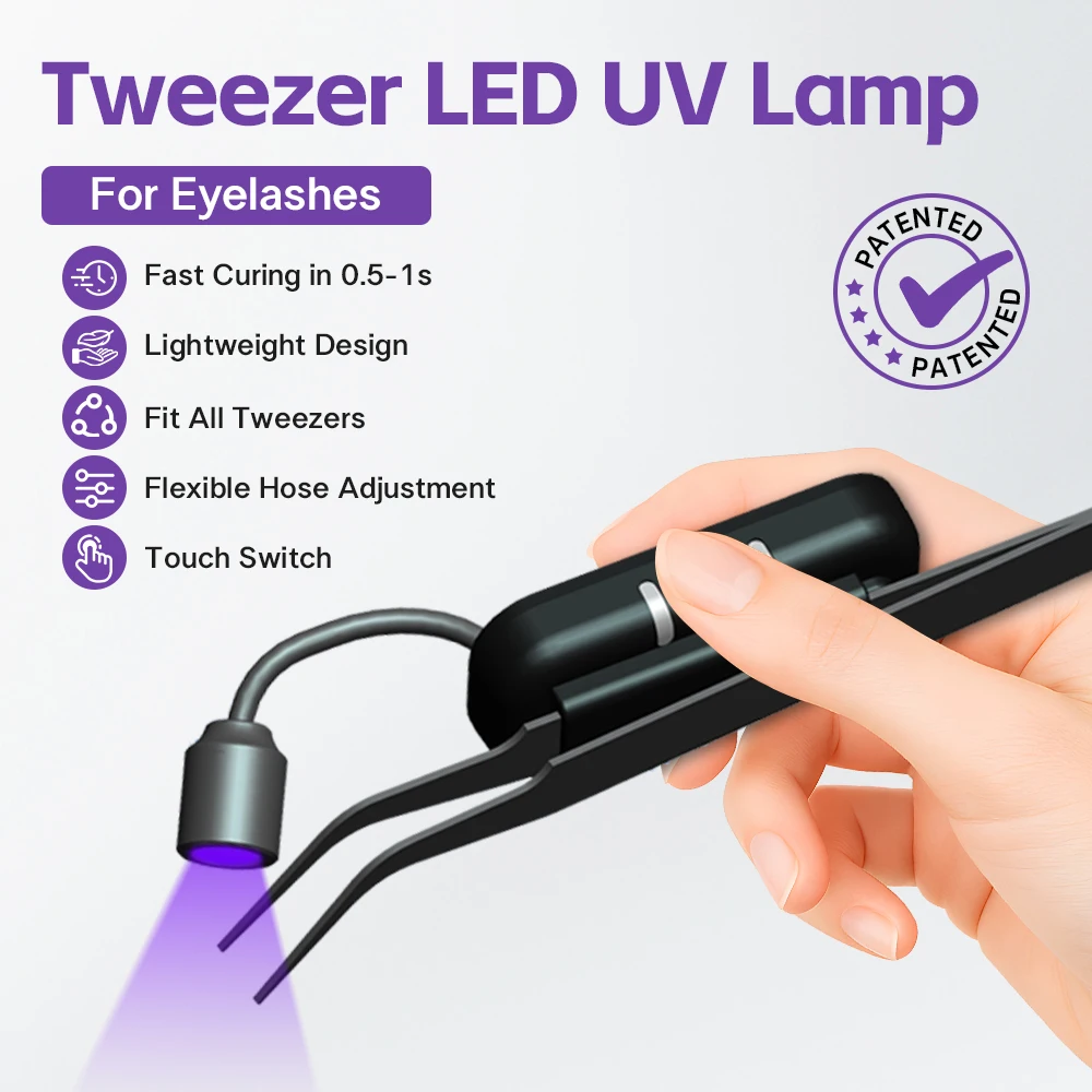 Mini UV Lamp for Eyelash Glue – 0.5s Fast Drying Rechargeable Wireless UV LED Curing Light, Universal for All Tweezers