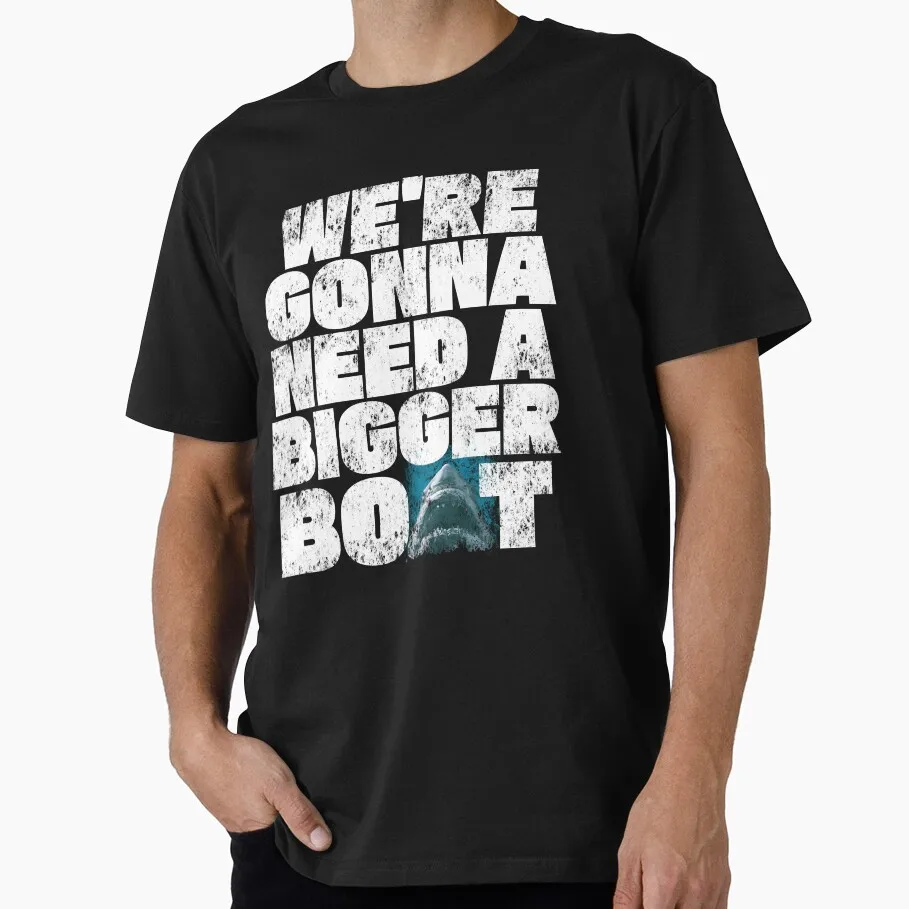 We're Gonna Need A Bigger Boat Jaws Horror Movie T Shirt Retro Amity Island Great White Shark Graphic Tops Short Sleeve Tees