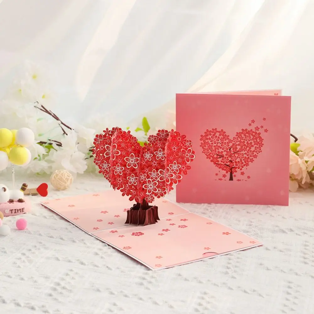 Feliz Día de San Valentín Tarjetas emergentes 3D del Día de San Valentín Escritura a mano Amor para siempre Tarjetas de felicitación emergentes Bendición plegable