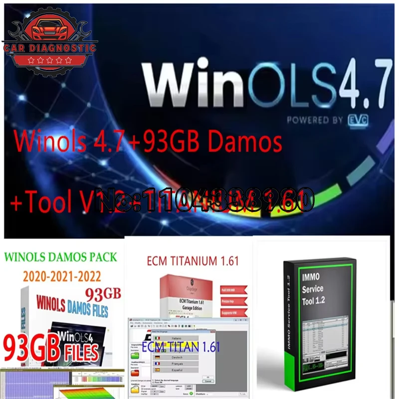 Winols 4.7 full Activated immo tool Windows 7 10 11 No Need Vmware Multi-language +2021 Damos +ECM TITANIUM+ IMMO SERVICE Tool