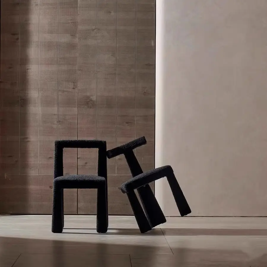 Wabi **** Lamb Fleece Dining Table and Chairs Modern Simple Home Makeup Stool