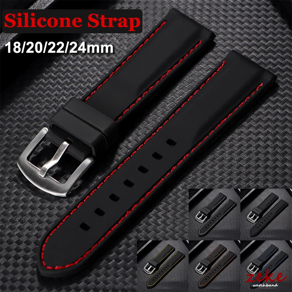 Bracelet de montre en caoutchouc 18mm 20mm 22mm 24mm Wristabnd pour Bracelet Seiko Bracelet de montre en Silicone souple hommes femmes Sport ceinture étanche