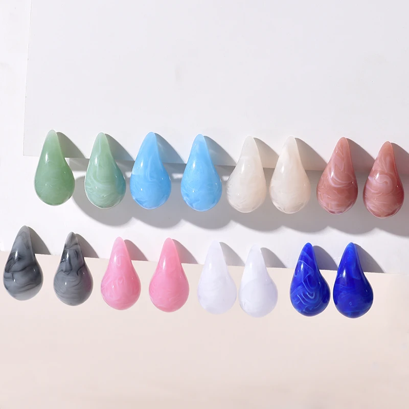 

Fashion Vintage Chunky Waterdrop Stud Earrings For Women Smooth Acrylic Resin Teardrop Lightweight Earrings Jewelry Party Gift
