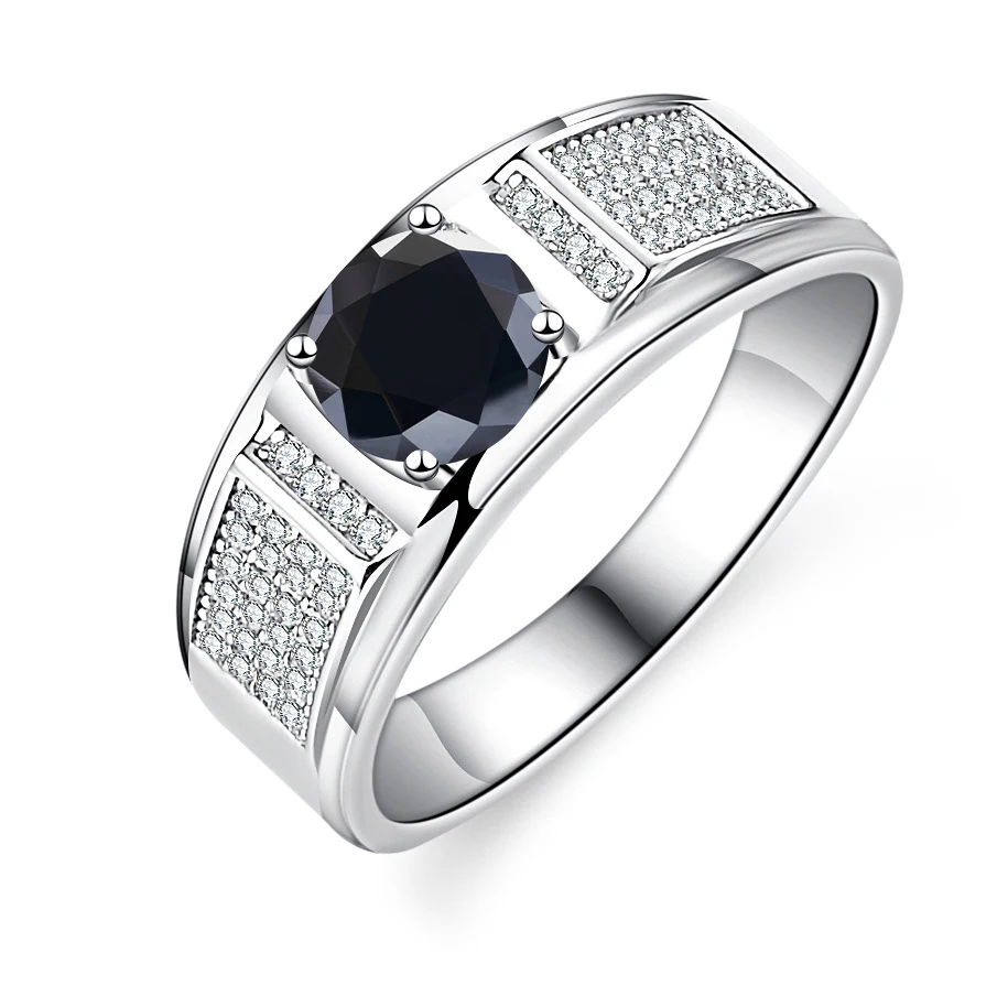 Men's 1.0 Carat Moissanite Engagement Ring, 18K White Gold