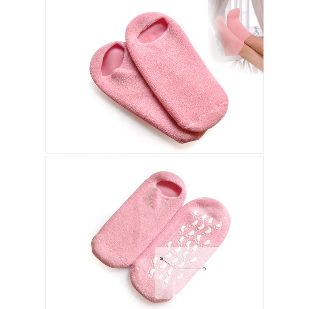 

1 Pair Plant Essential Oil Gel Moisturizing Socks Heel Moisturizing Socks For Heel Cracks Anti-Dryness Foot Care Tool Pink