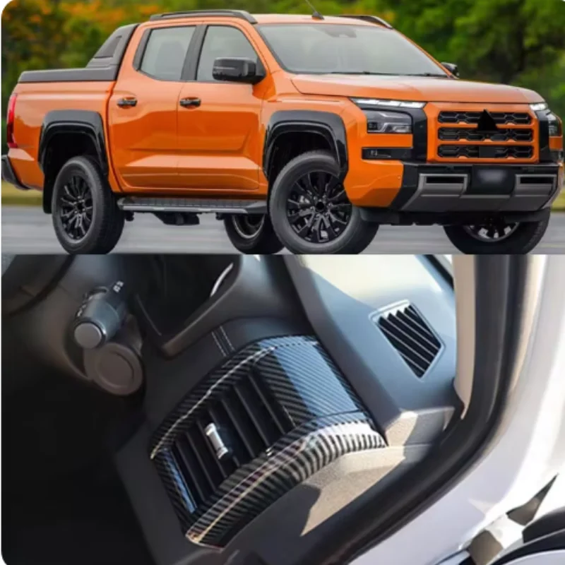 

LHD Interior Accessories For Mitsubishi triton L200 2023 2024 Carbon Fiber Car Front Upper Air Condition Vent Outlet Cover Trim