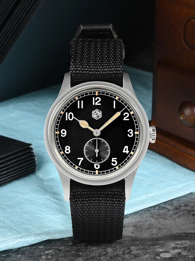 San Martin 36mm Pilot Watch RONDA 6004 Quartz Movement  Simple Style Flieger Men Wristwatch Nylon Strap Luminous SN0105 Aviator