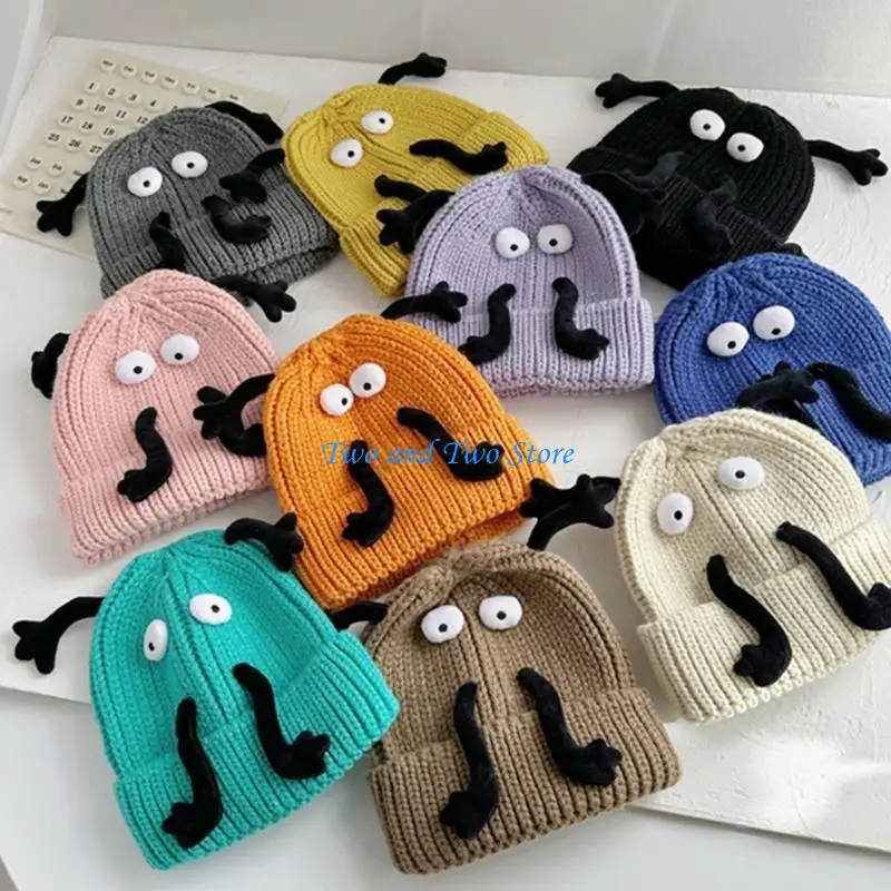 

HX6F Lovely Beanie Hat Cartoon Eyes Winter Warm Hat Novelty Birthday Party Headwear