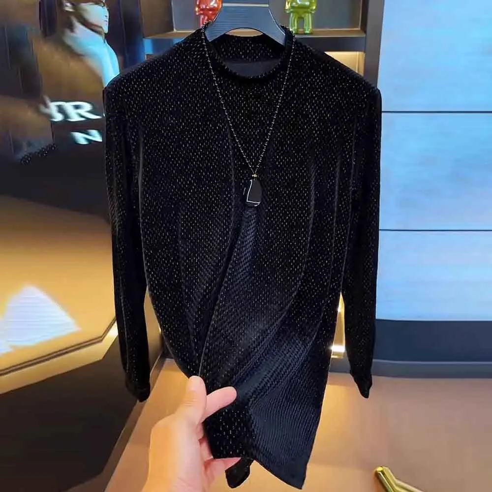 

2025 зимняя новая мужская однотонная футболка с длинными рукавами с принтом, американский ретро-модный модный уличный повседневный свободный мужской топ