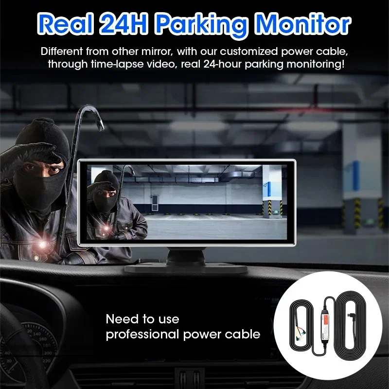 JMCQ 11.26 "4K داش كام كاميرا مرآة الرؤية الخلفية واي فاي اللاسلكية Carplay و أندرويد السيارات عدسة مزدوجة سيارة DVR مسجل فيديو GPS AUX