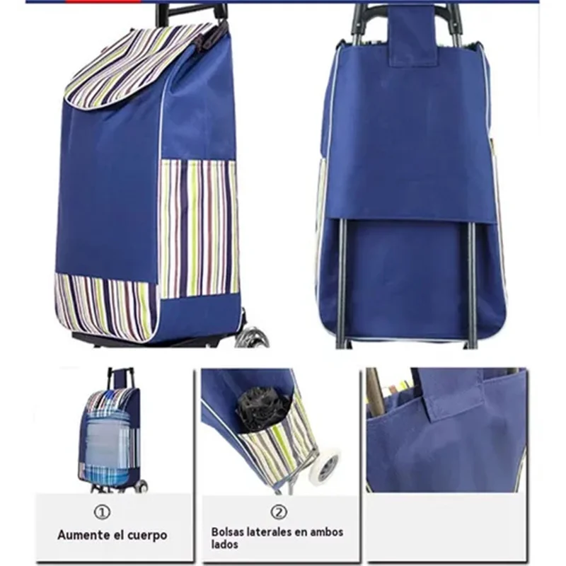 Carrito portátil multifuncional, carrito de compras ligero para compras (mercancías), carrito plegable para subir escaleras