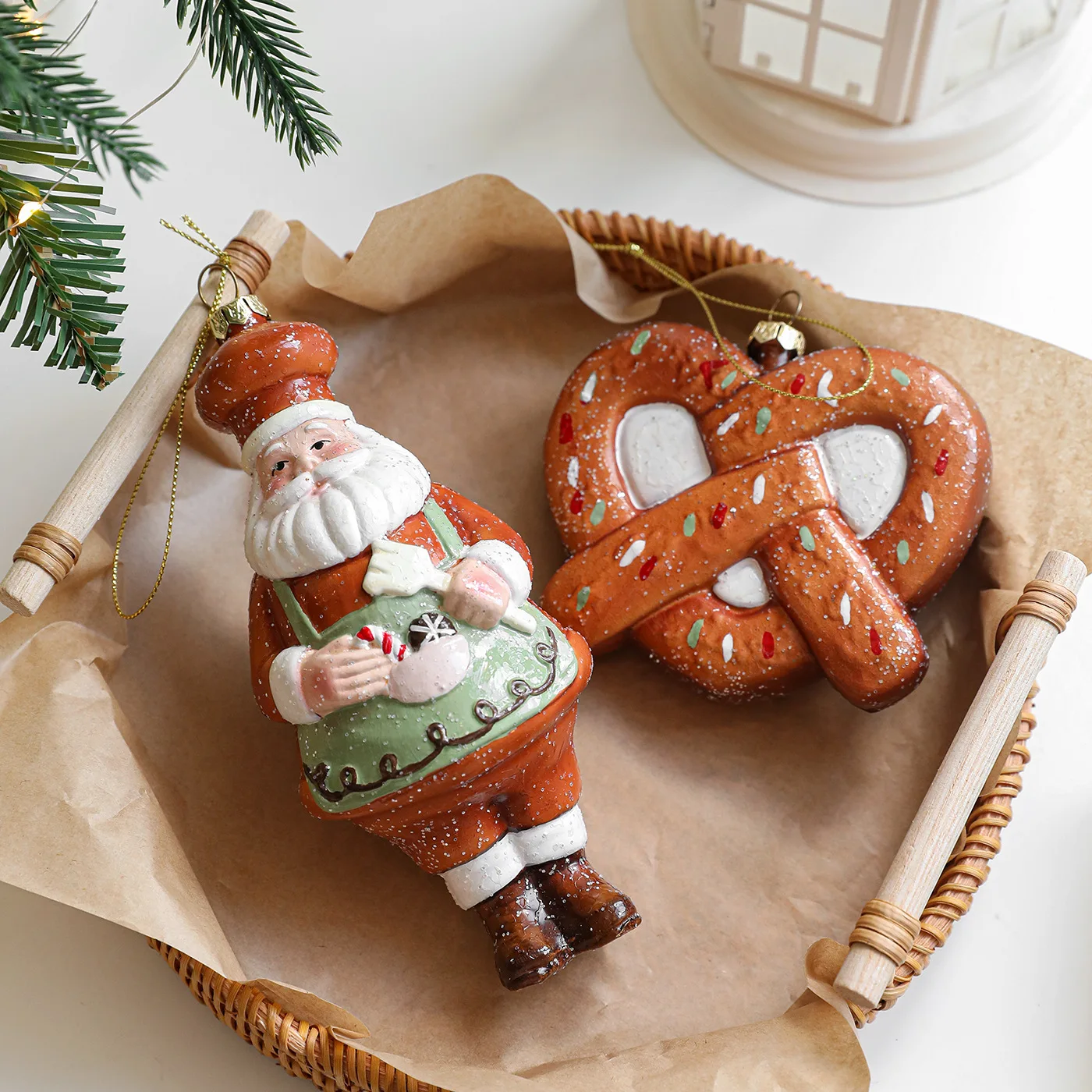 Christmas Atmosphere Donut Gingerbread Man Candy Cane Christmas Tree Snowflake House Pendant Small Ornament Wreath Accessory