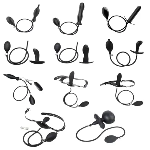 Inflatable Silicone Penis/Ball Gag Oral Dildo Open Mouth Plug Expandable Pump Big Anal Butt Plug Vibrator BDSM Flirt Sex Tools