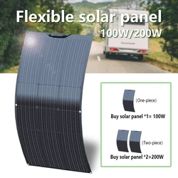 Solar Panel 200W / 100W Flexible Solarpanel IP68 Balcony Power Plant Cell Charger Photovoltaic 12V/24V off-grid for Battery