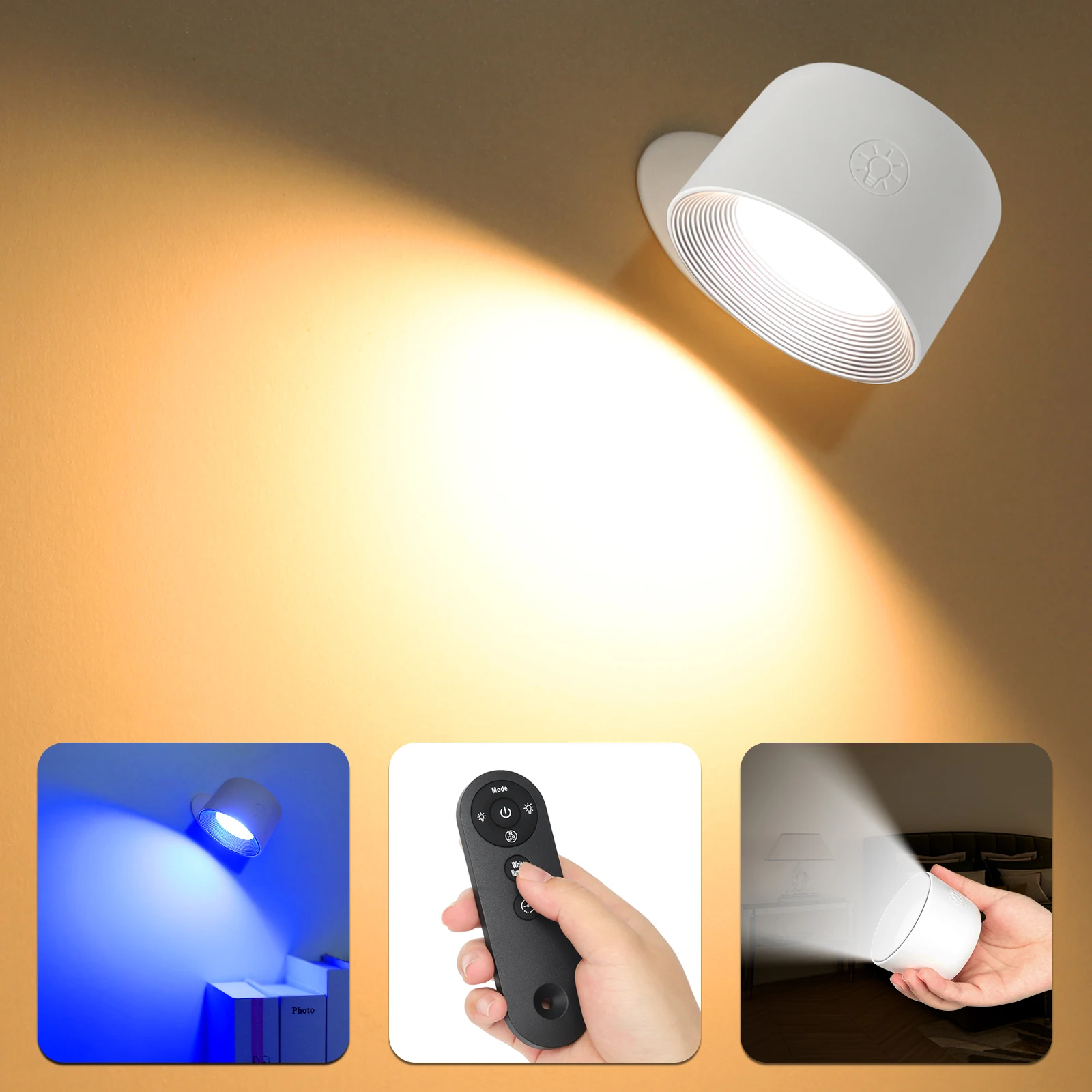 Led Wand Lampe Touch Control Fernbedienung 360-Drehbare USB Aufladen Drahtlose Tragbare Magnetische Nachtlicht Für Schlafzimmer Leselampe