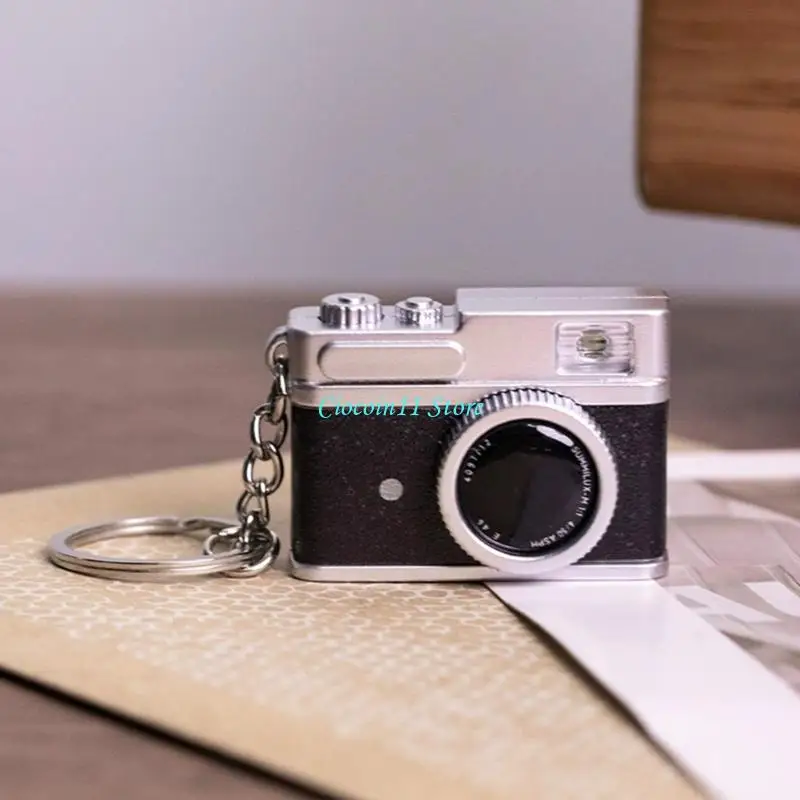 Y1UB Compact Mini Camera Model Glowing Keychain Includes Flashing Light and Sound for Night Visibility and Party Entertainment