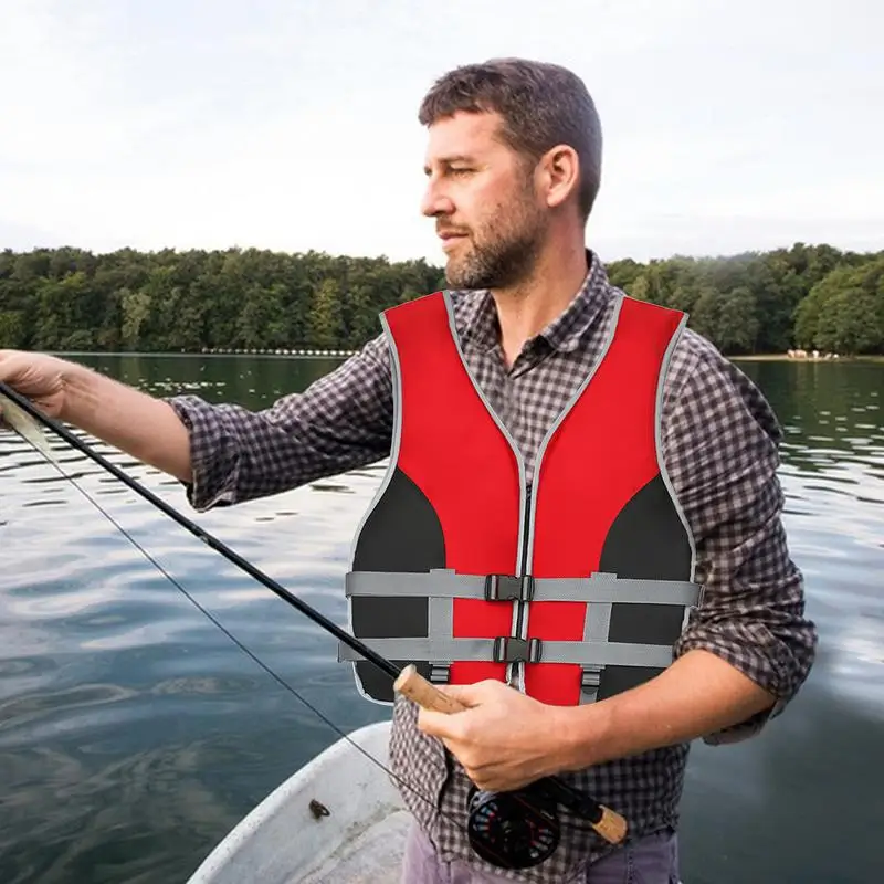 Schwimmjacke für Erwachsene, Damen, Schwimmweste mit Rettungsschwimmer-Pfeife, leichte Schwimmweste für Erwachsene zum Wasserski, Bootfahren