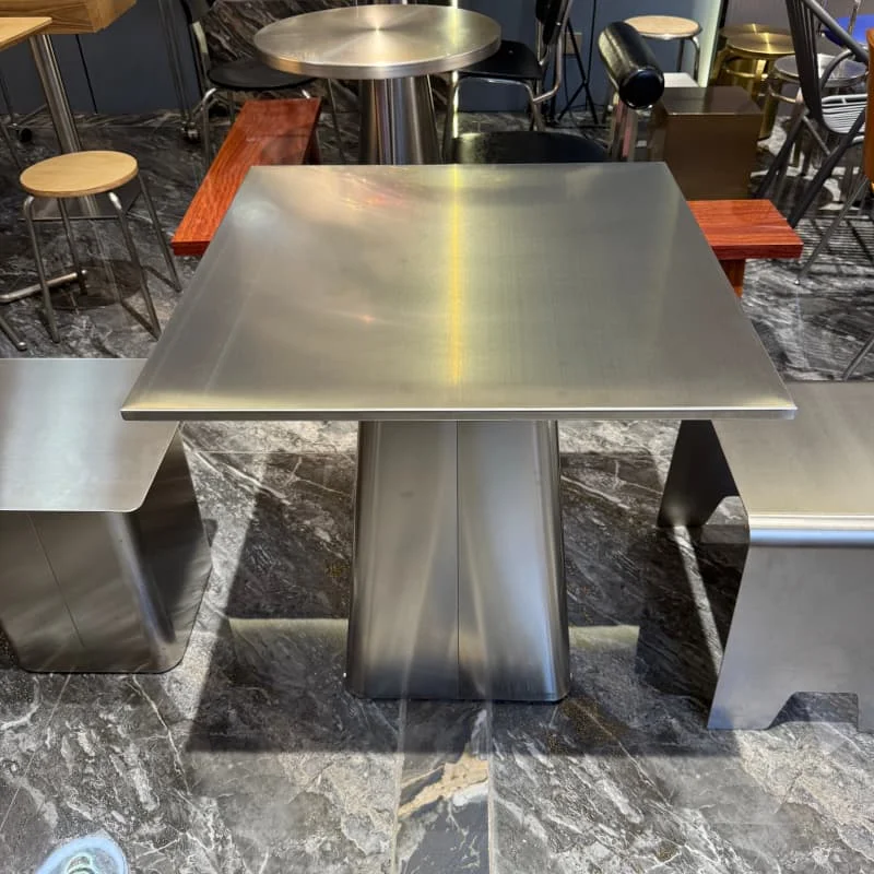 Stainless steel modern rectangular adjustable dining table fashionable and durable family bar casual party competition
