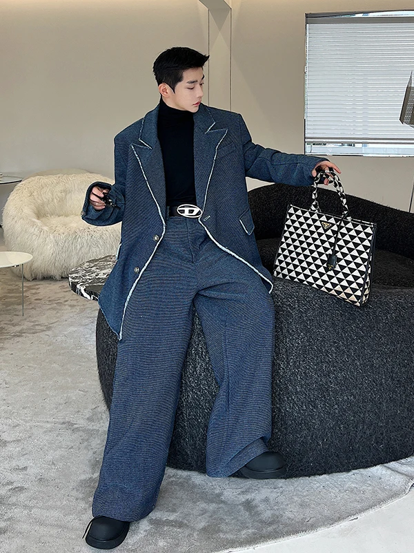 

Мужские широкие джинсовые брюки Autumn Waed, удлиненные, свободного кроя, молодежные, трендовые, зимние, повседневные, длинные штаны