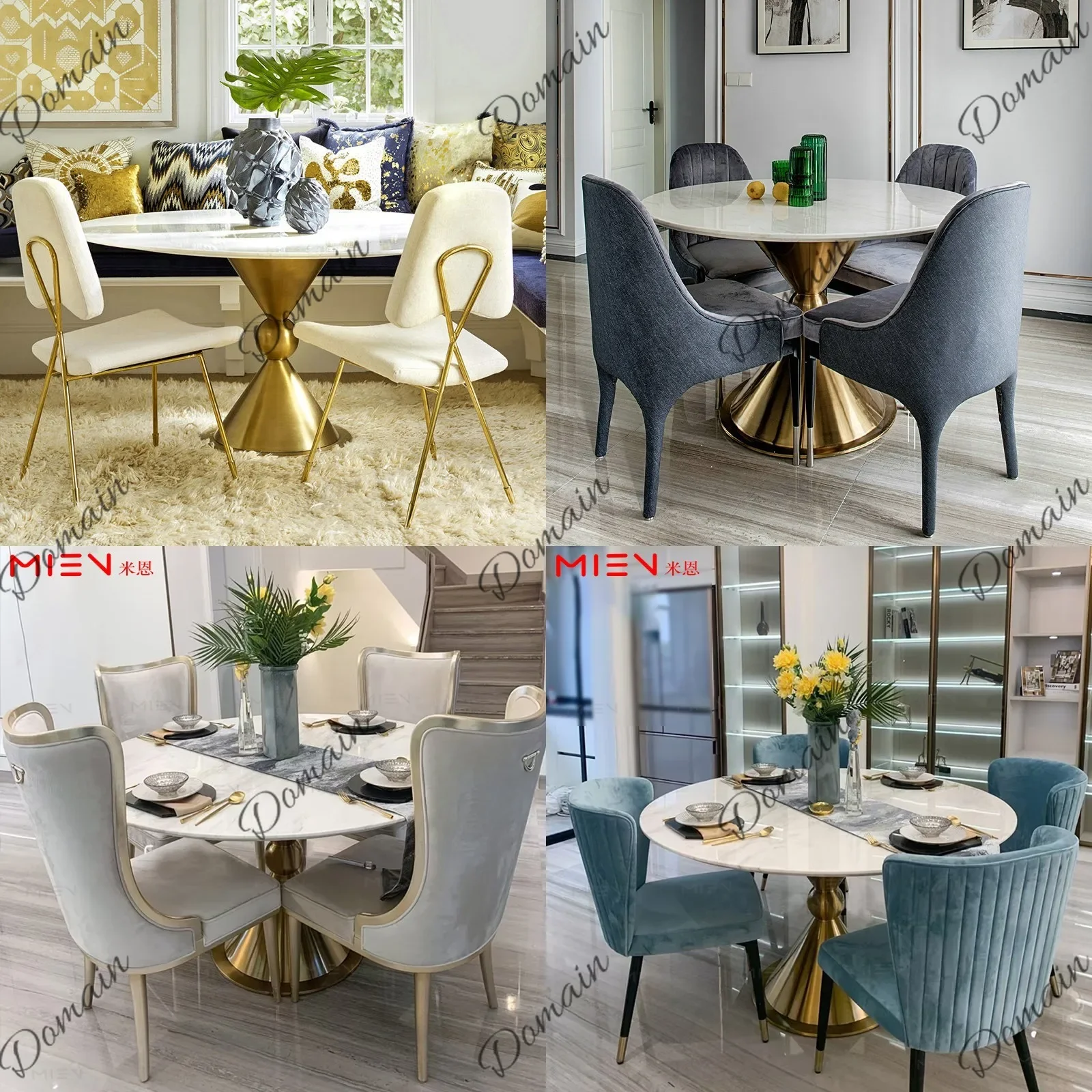 Cv Modern Luxury Round Dining Table Stainless Steel Base Natural Jazz White Marble Top With Lazy Susan For Living Room Home