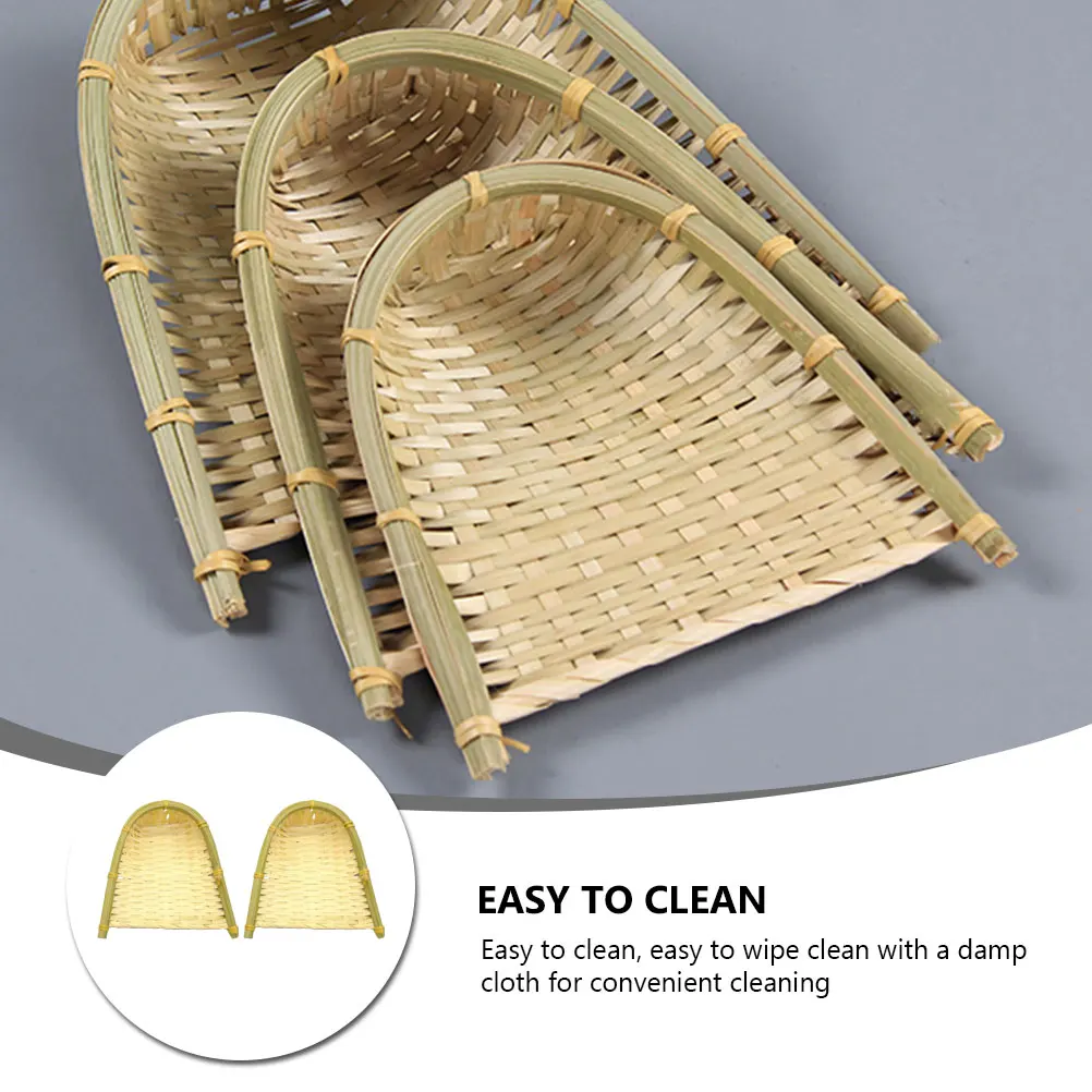 

2Pcs Bamboo Woven Dustpans Durable Decorative Storage Basket Creative Home Decor Photography Props Dustpan Handicrafts