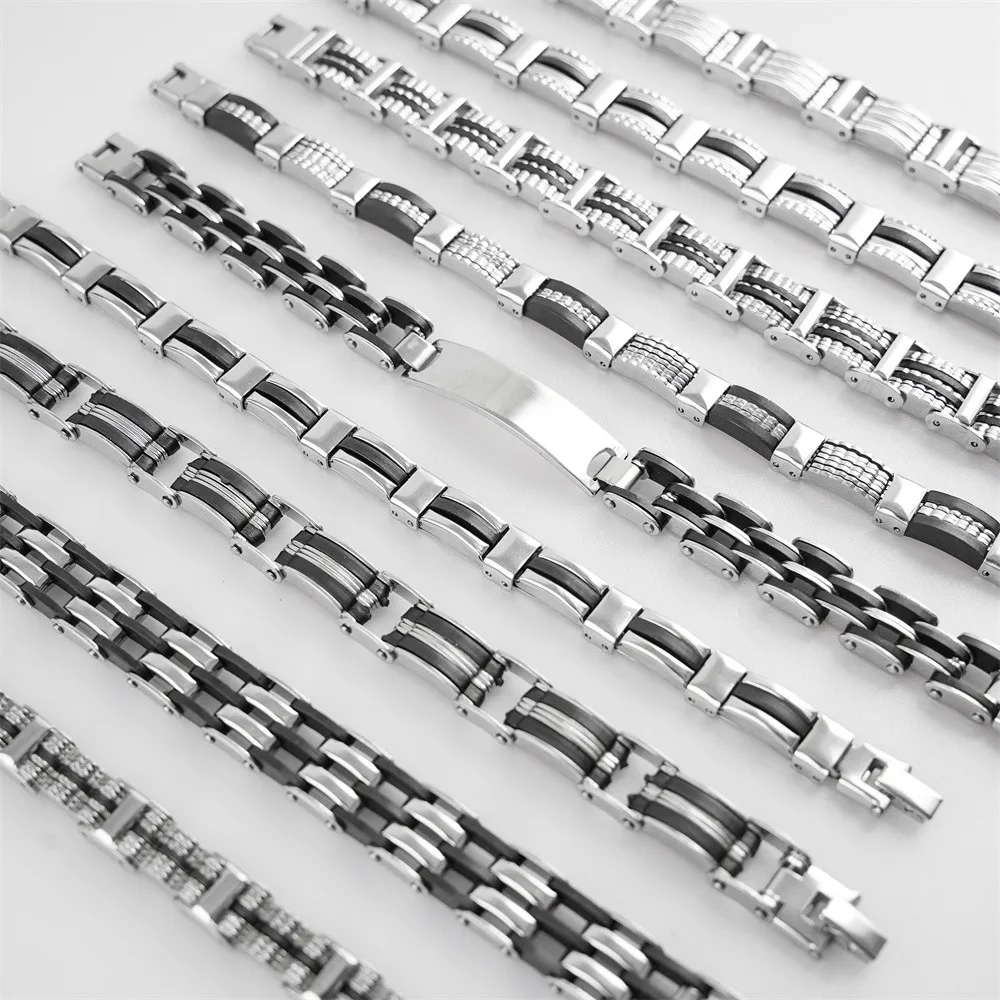 10Pcs/lot Fashion Punk Stainless Steel Jewelry Adjustable Bracelet For Men Women Mix Style Link Chain High Quality Party Gifts
