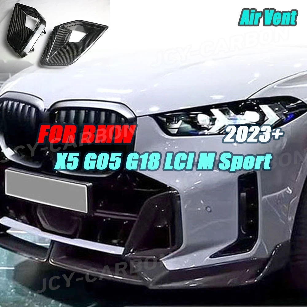 

JCYECF 2 шт., накладка на передний бампер автомобиля, декоративная накладка на автомобильный бампер, канавки для BMW X5 G05 G18 LCI M Sport 2023 + накладки на вентиляционное отверстие на впуске воздуха