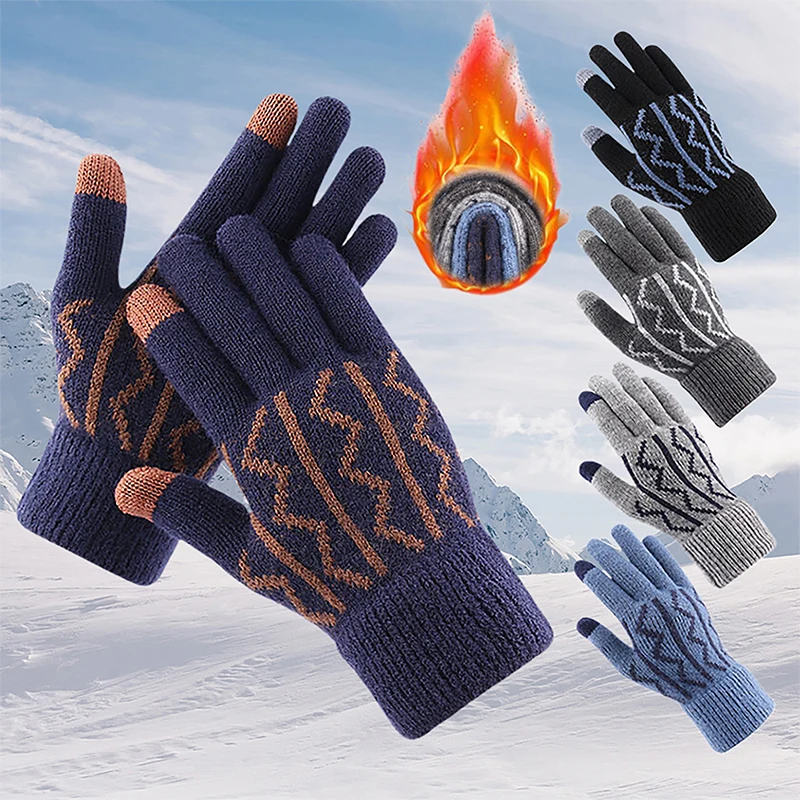 

Warm Winter Touch Screen Gloves Women Men Classical Knit Mittens Glove Outdoor Cycling Cold Proof Windproof Gloves