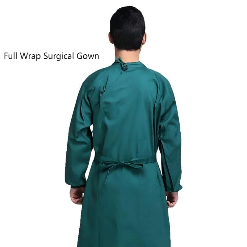 Sterilizable Thick Cotton Surgical Gown Dark Green Drill Reversible Isolation Gown Medical Nurse Scrubs Uniform