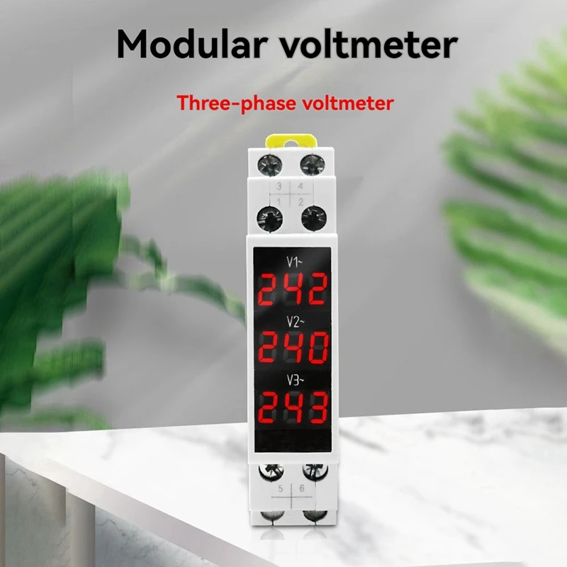 ABNO-BV-3R LED ثلاث مراحل الفولتميتر شاشة ديجيتال صغيرة وحدات الجهد متر 80-500VAC Din السكك الحديدية V1 V2 V3