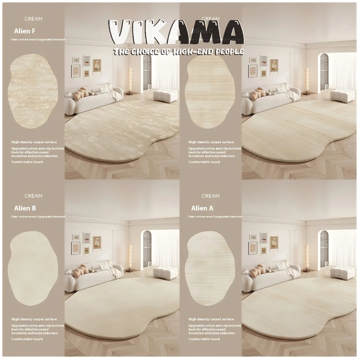 VIKAMA Upgraded Material New Shaped Warm Living Room Bedroom Kitchen Bathroom Non-slip Washable Carpet Mat Rug Home Decor